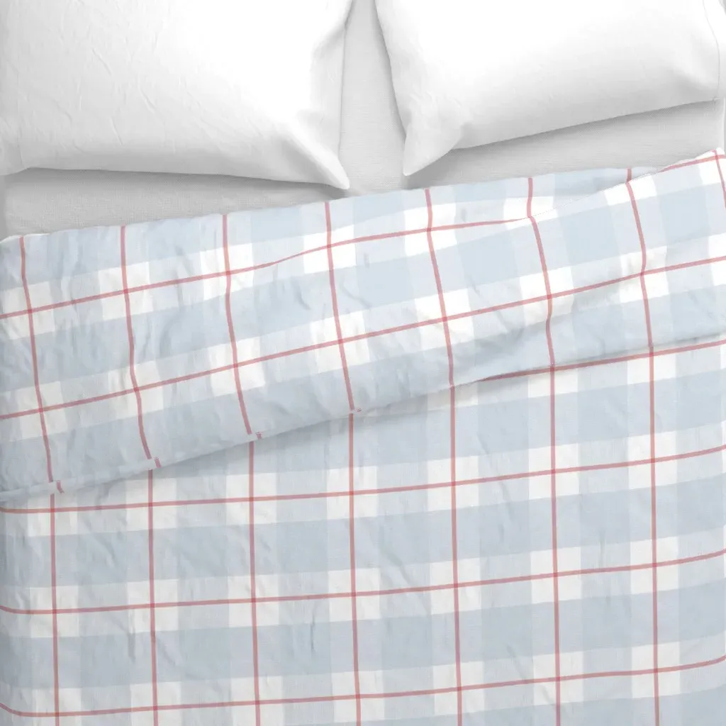 Lyssa Real Red and Soft Duvet Cover - Light Blue alternate view