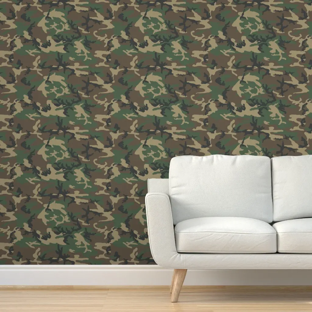 M81 Woodland Camo Peel and Stick Wallpaper - Dark Green product