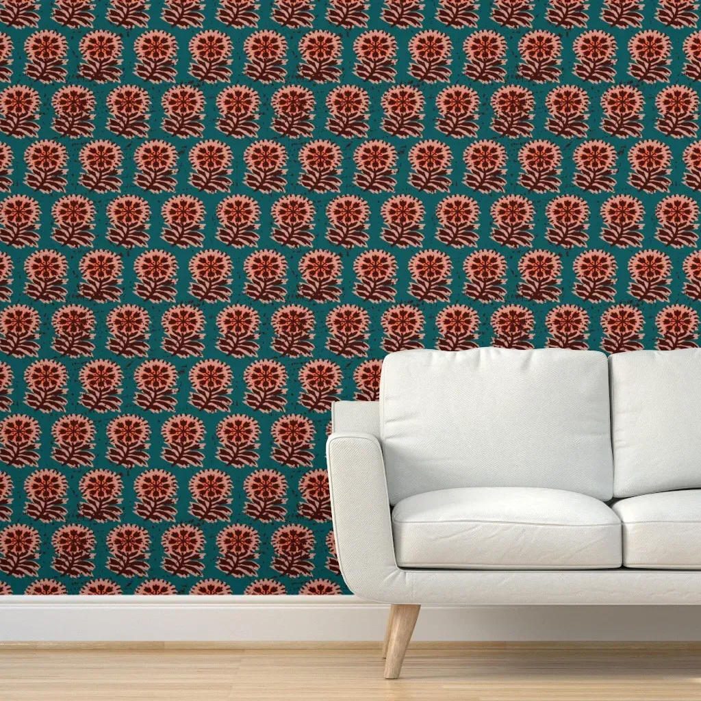 Macha Cosmos Peel and Stick Wallpaper - Dark Teal product