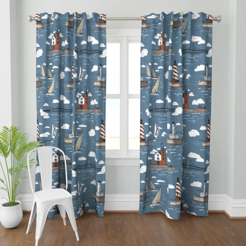 Mackinac Toile Curtain Panel - Blue product