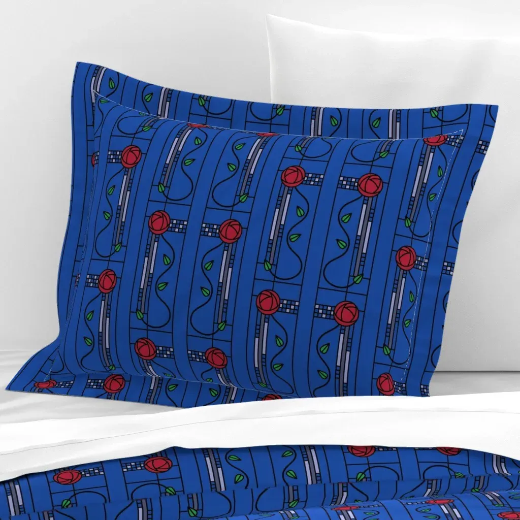 Mackintosh Glasgow Rose Standard Flanged Pillowcase - Red, Cotton Sateen product