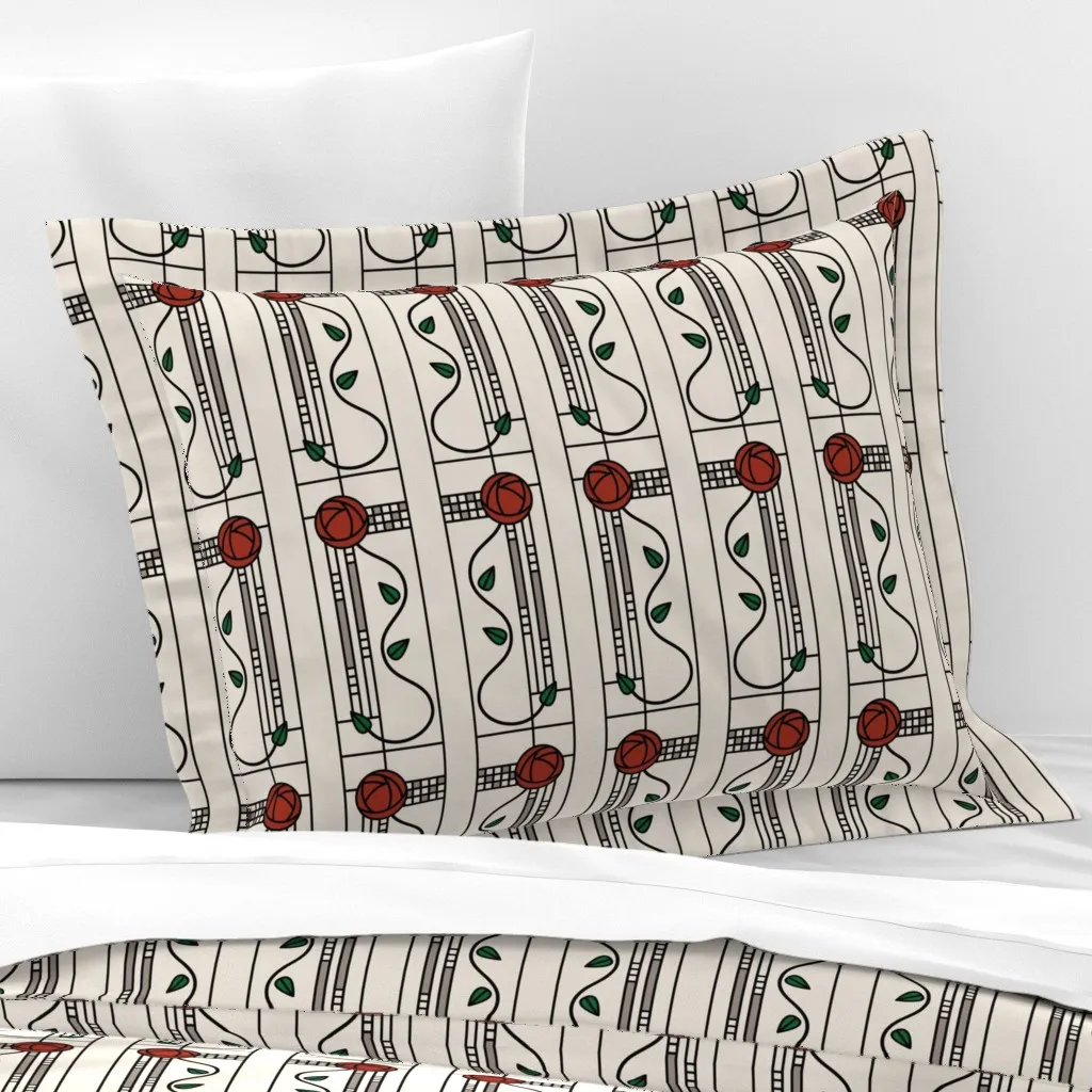 Mackintosh Glasgow Rose Standard Flanged Pillowcase - Red, Cotton Sateen product