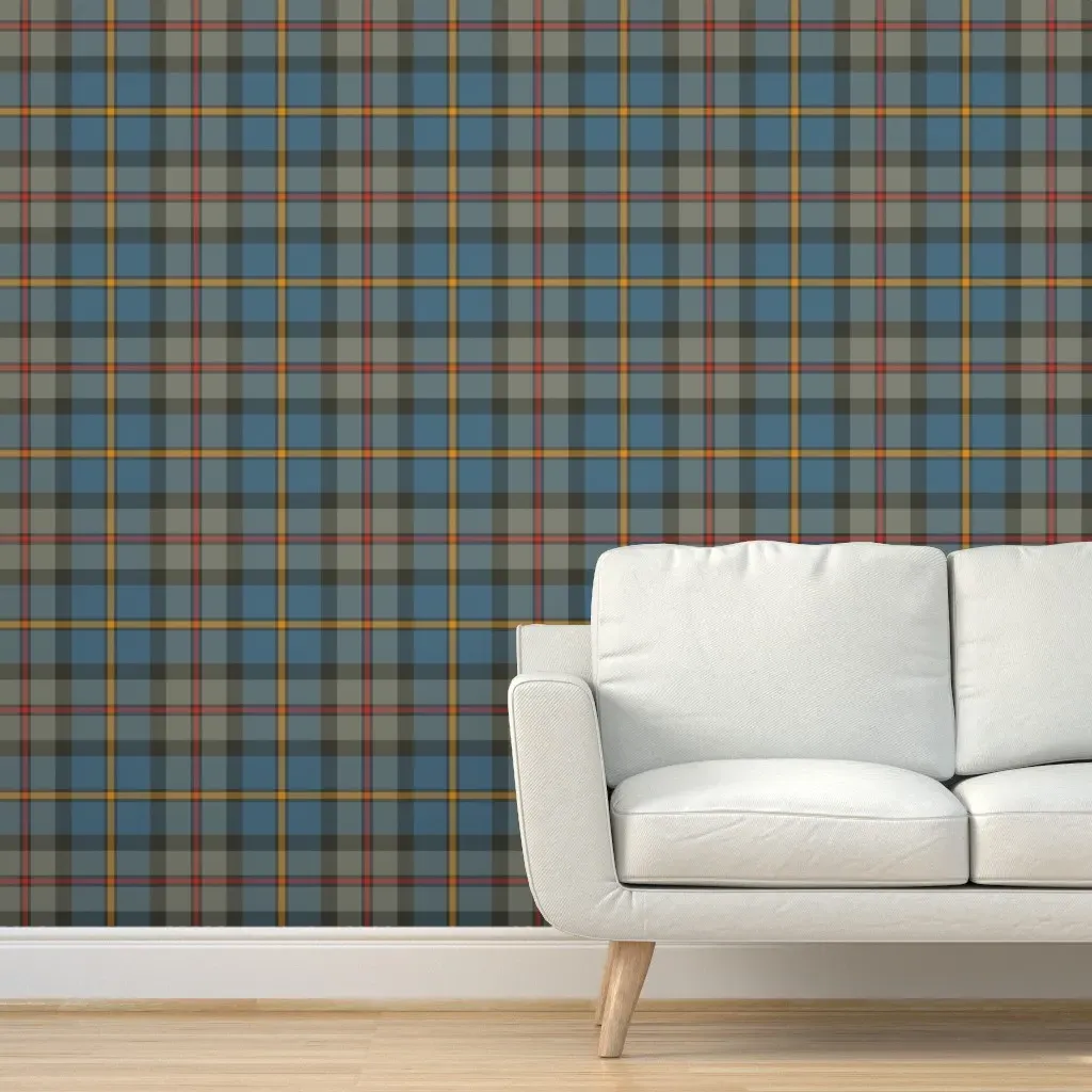 Macleod Green Hunting Tartan Peel and Stick Wallpaper - Grey Weathered product