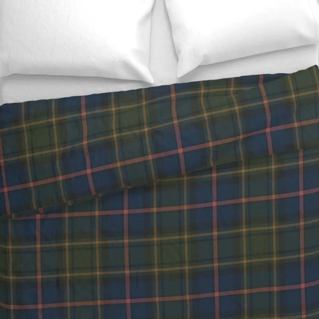 Macrae Tartan Plaid Hunting Duvet Cover - Green alternate view