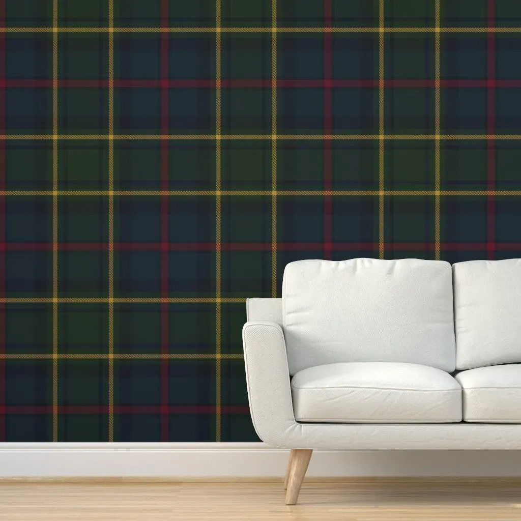 Macrae Tartan Plaid Hunting Peel and Stick Wallpaper - Green product