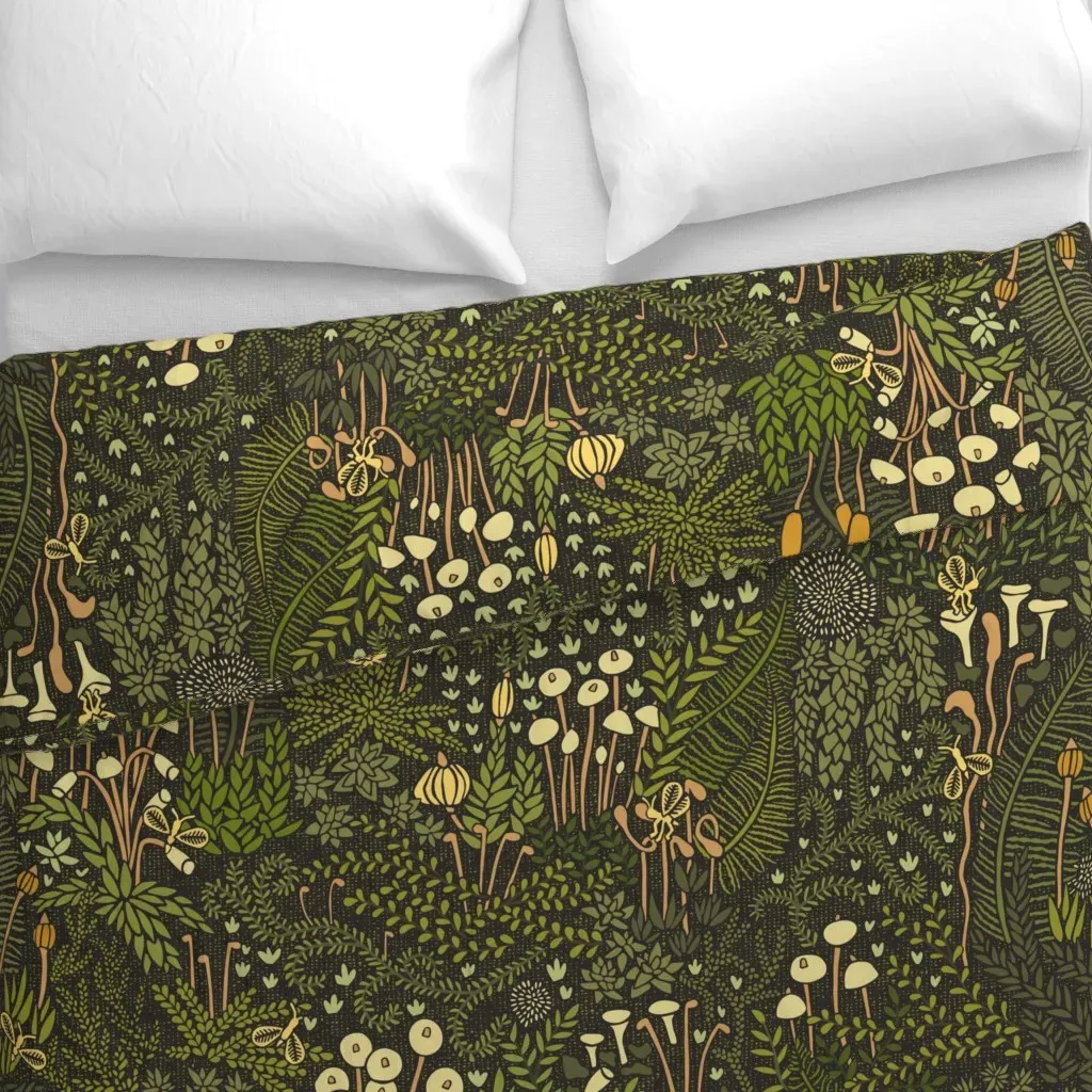 Macro Moss With Fairyflies Duvet Cover - Dark Green alternate view