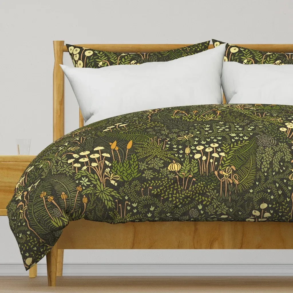 Macro Moss With Fairyflies Duvet Cover - Dark Green product