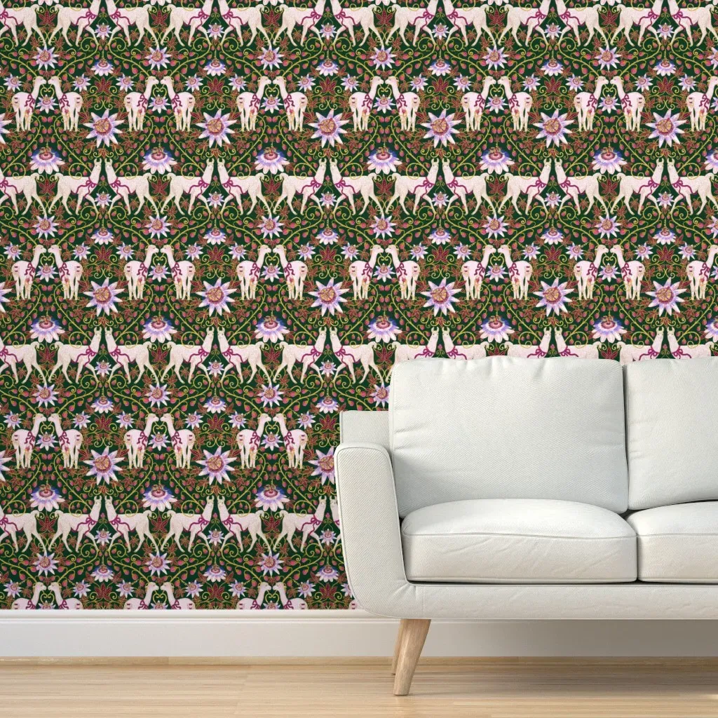 Madamas Llamas Peel and Stick Wallpaper - Brown, Green product