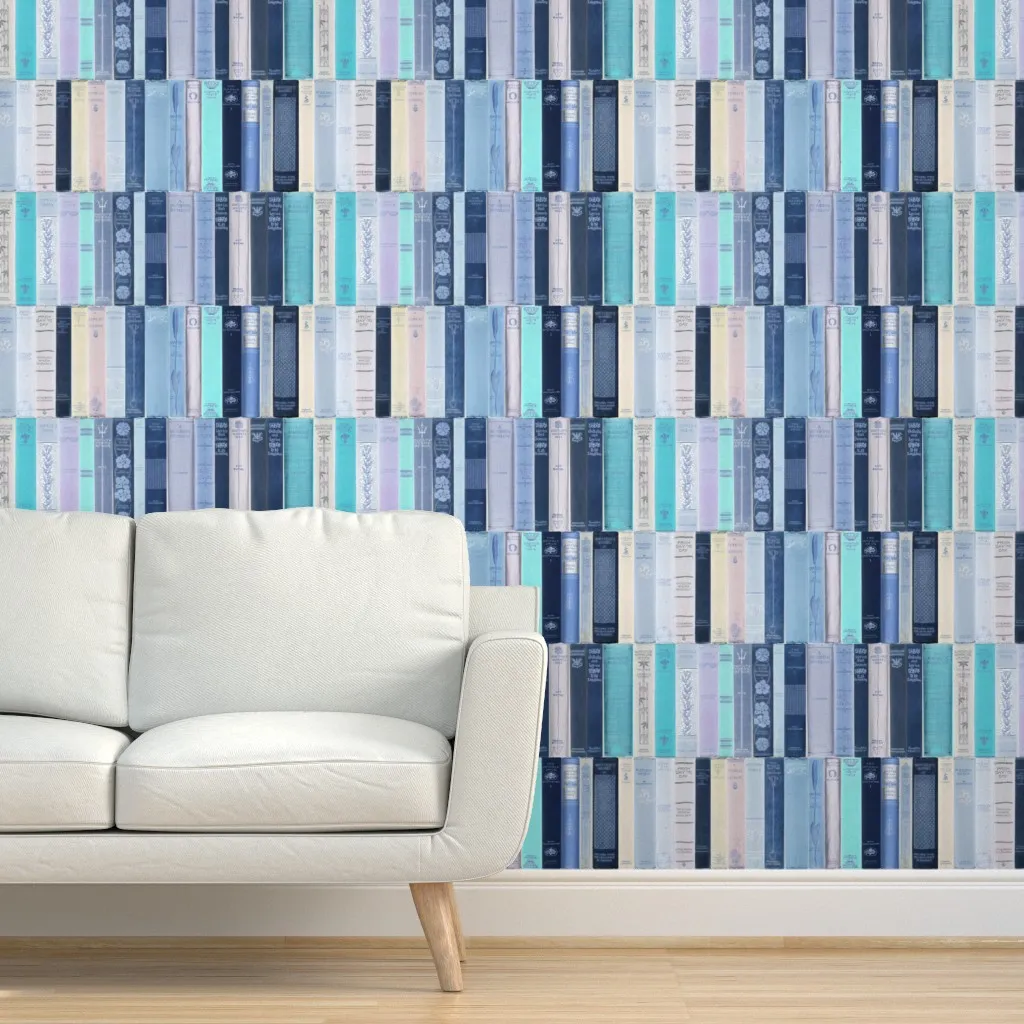 Madame Fancypantaloons' Instant Library Bindings Peel and Stick Wallpaper - Blue product