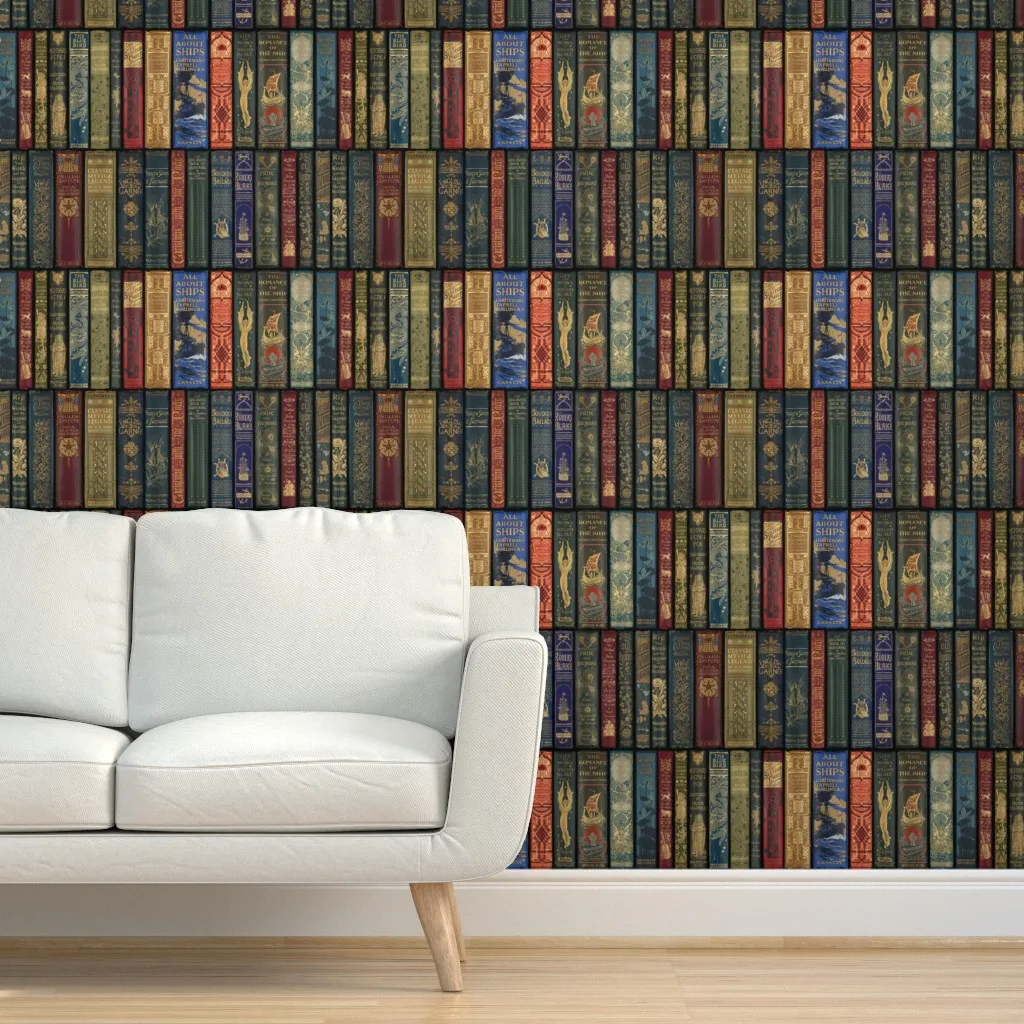Madame Fancypantaloons Instant Library Fireside Peel and Stick Wallpaper - Dark Green product