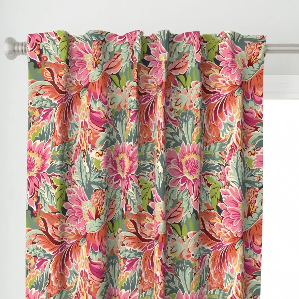 Madcap Marigolds Curtain Panel - Pink alternate view