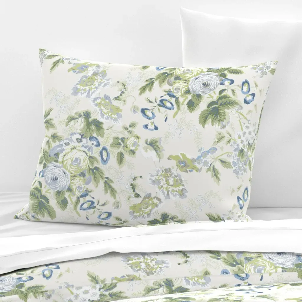 Maddie English Chintz Standard Knife Edge Cushion - Blue, Cotton Sateen product