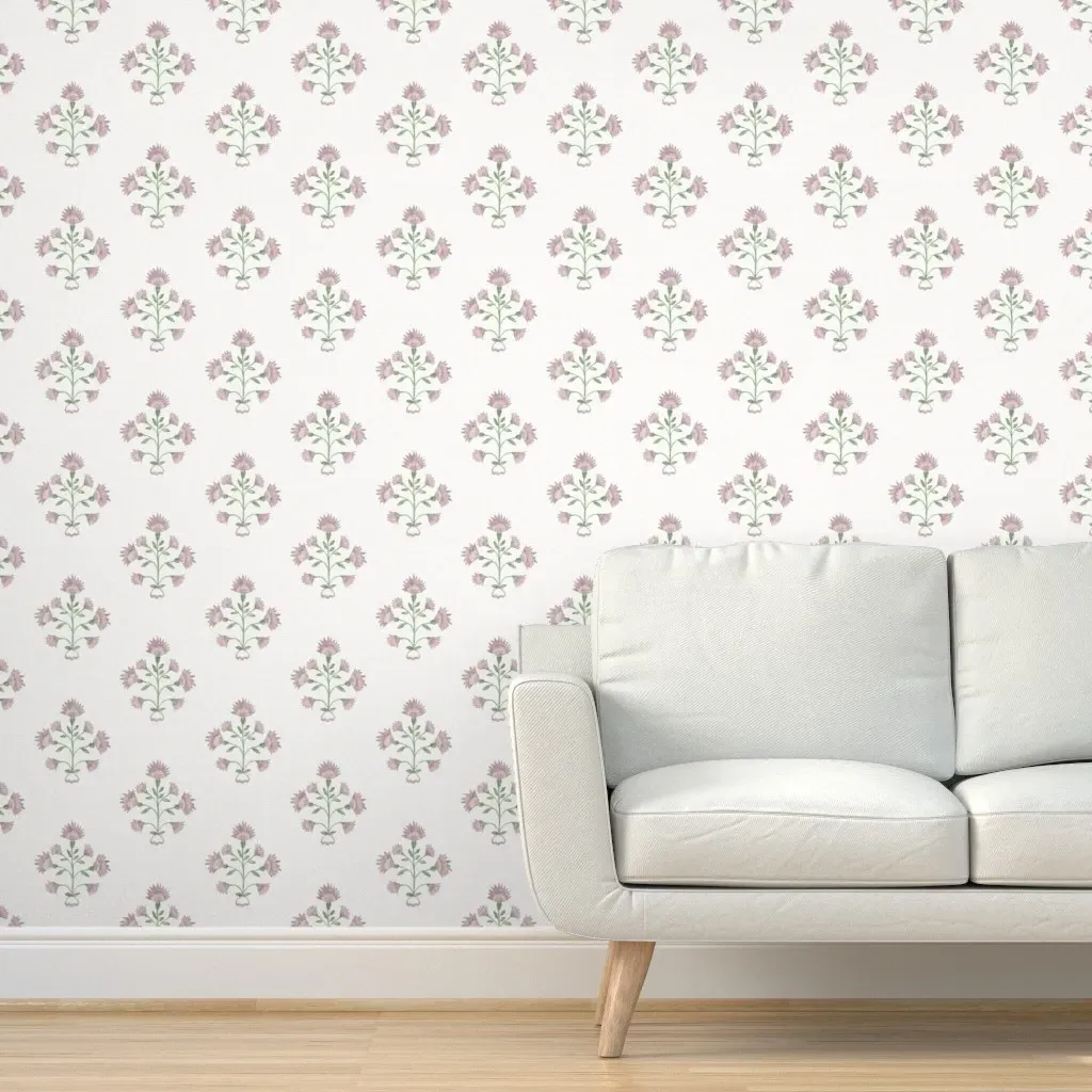 Madison Annie Rose and Green Peel and Stick Wallpaper - Dusty Rose product