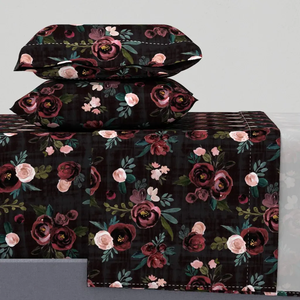 Madison Floral Queen Size Sheet Set - Burgundy product