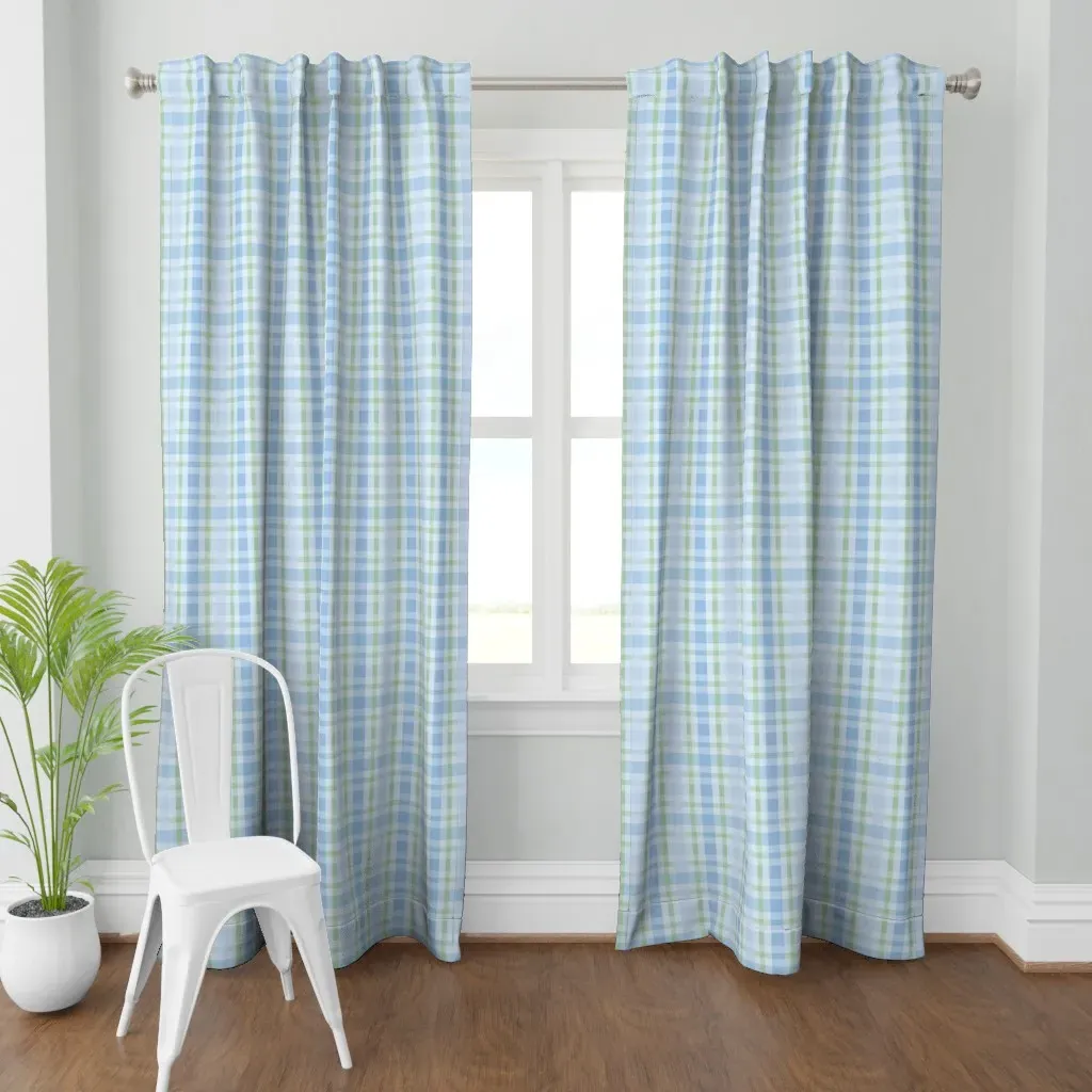Maeve Plaid Large Curtain Panel - Light Blue product