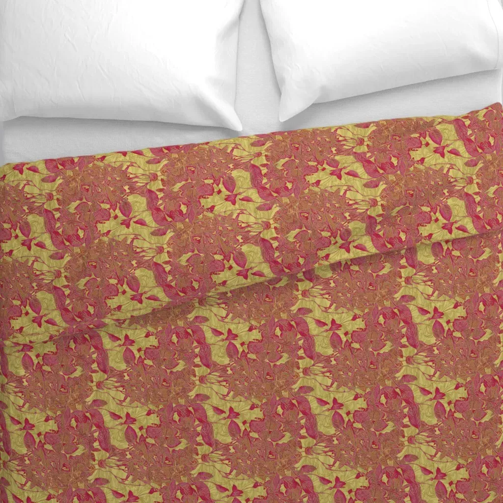 Magenta Fittonia on Gold Duvet Cover - Crimson alternate view