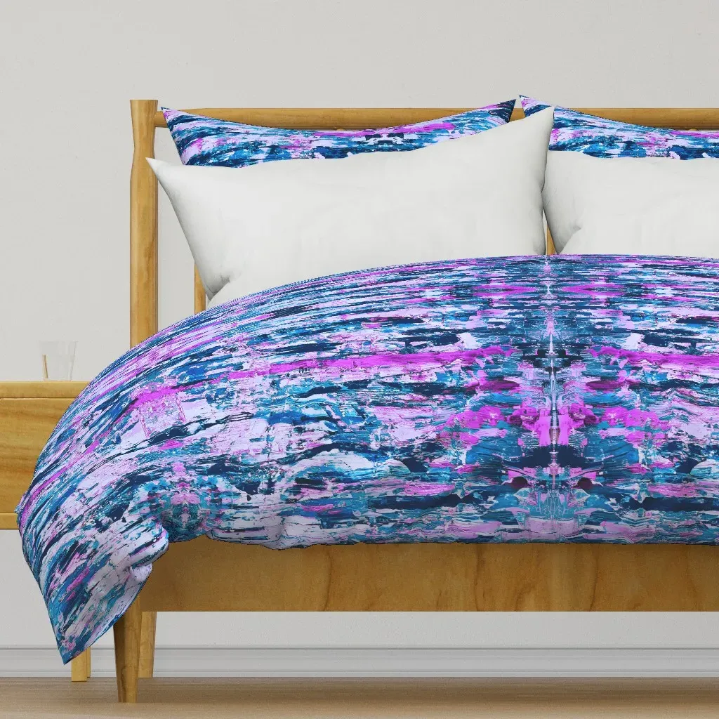 Magenta Teal Retro Jazz Duvet Cover - Blue product