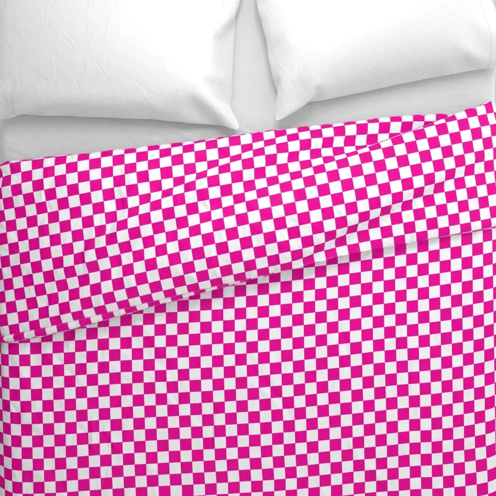 Magenta & White Checker Duvet Cover - Pink alternate view