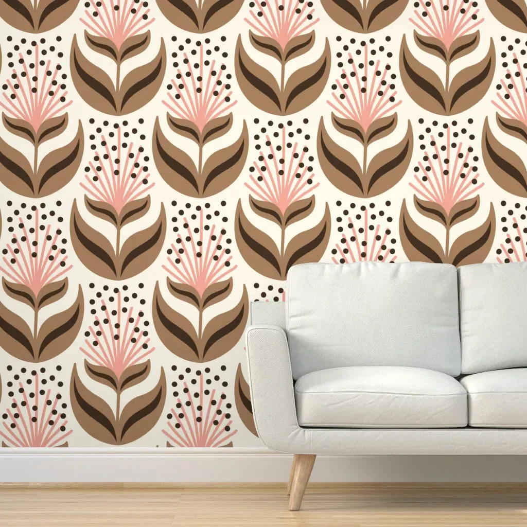 Magic Flowers Extra Large Peel and Stick Wallpaper - Brown product