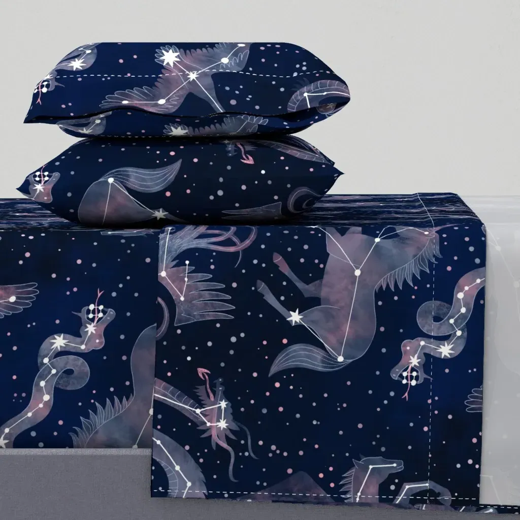 Magical Creatures Constellations Queen Sheet Set - Dark Blue product