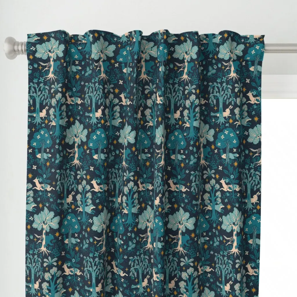 Magical Forest Curtain Panel - Teal alternate view