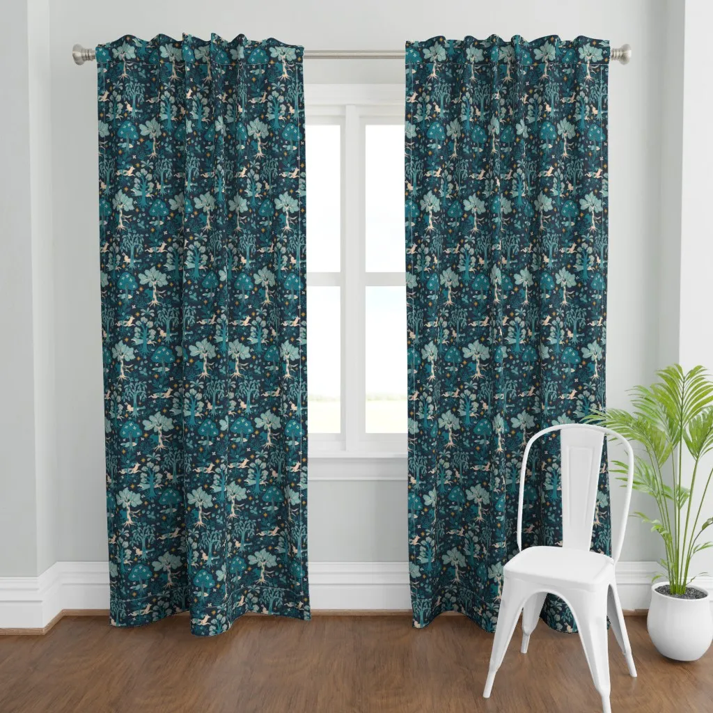 Magical Forest Curtain Panel - Teal product