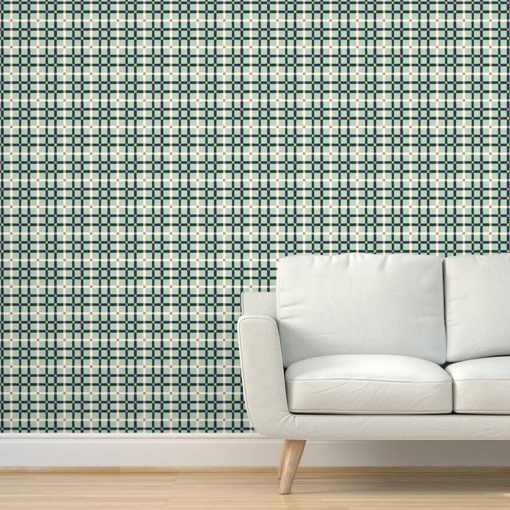 Magical Meadow Sweet Dreams Plaid Peel and Stick Wallpaper - Teal product