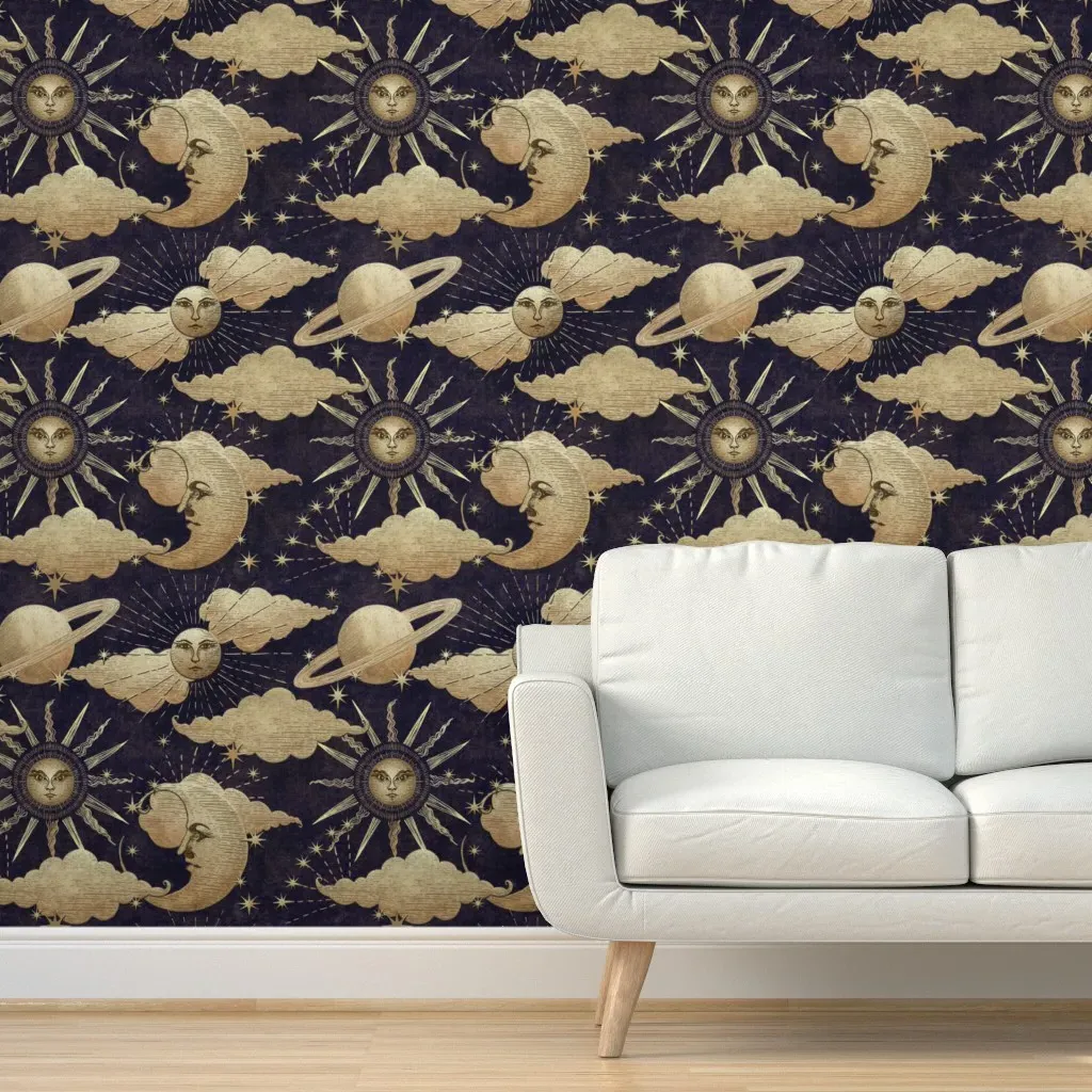 Magical Mysterious Celestial Peel and Stick Wallpaper - Gold product