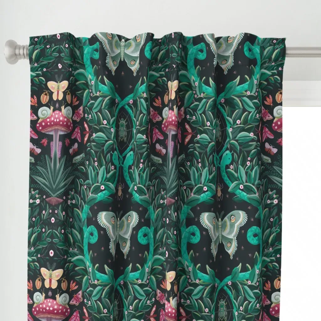 Magical Night Scene Curtain Panel - Teal alternate view