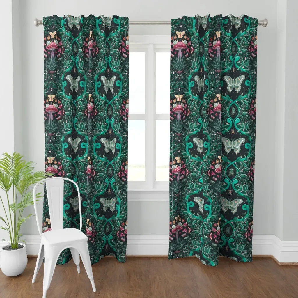 Magical Night Scene Curtain Panel - Teal product
