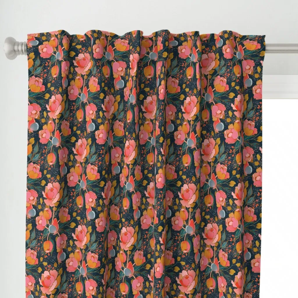 Magical Peony Chintz Curtain Panel - Pink alternate view