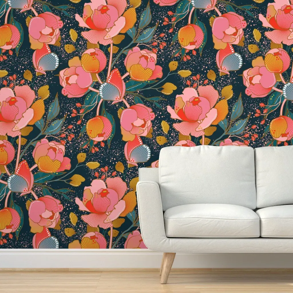 Magical Peony Chintz Peel and Stick Wallpaper - Pink product