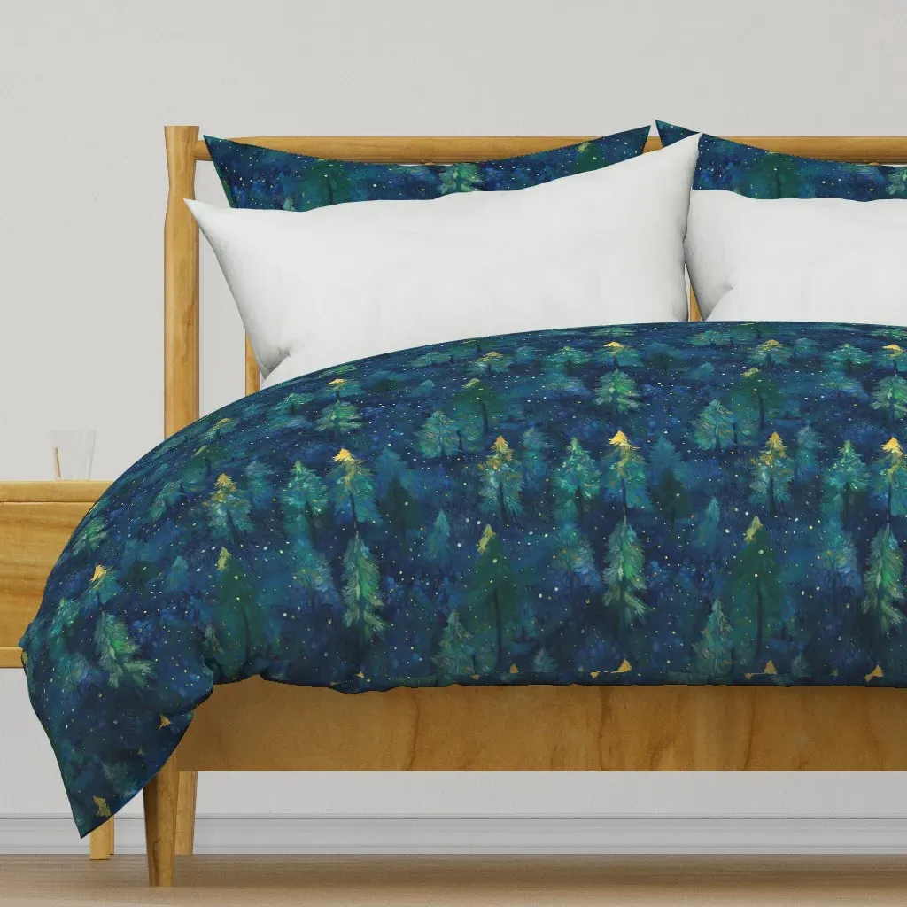 Magical Pine Tree Forest Duvet Cover - Dark Teal product