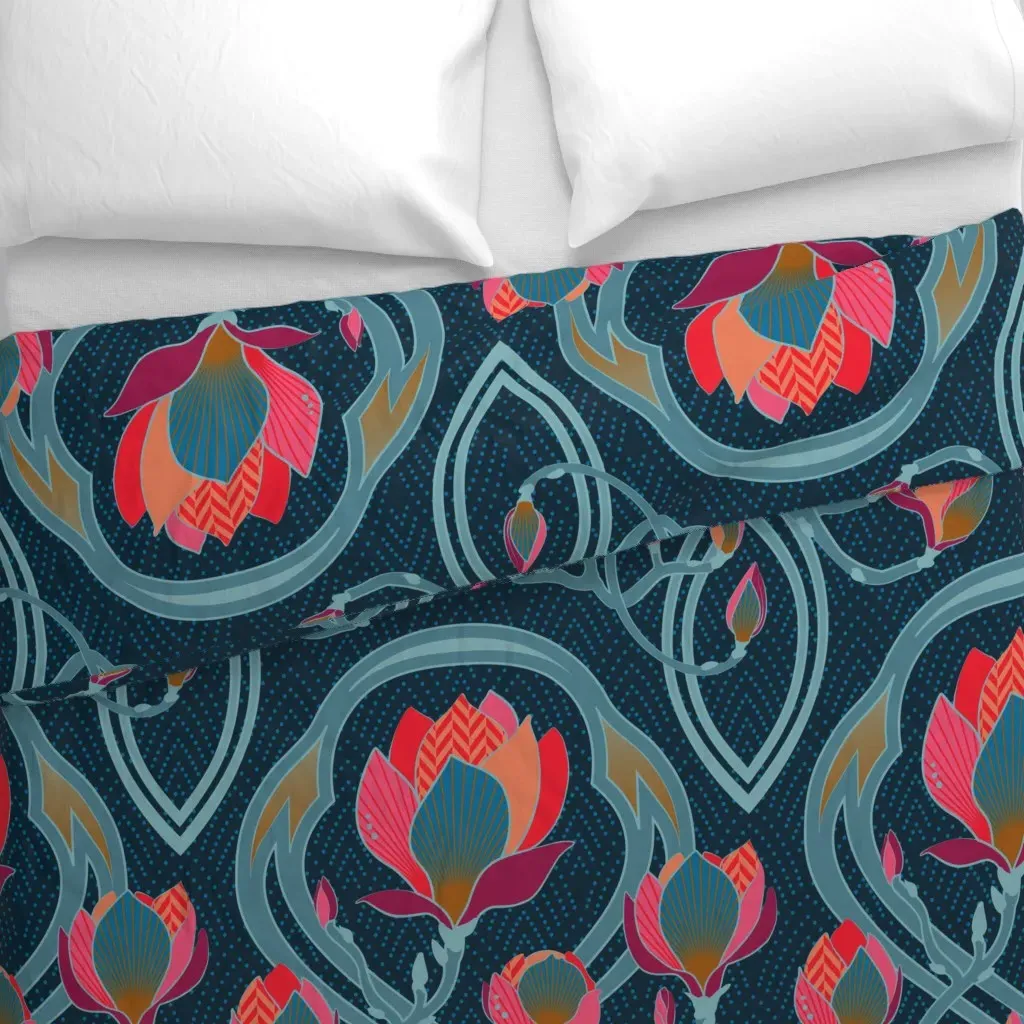 Magnolia Art Nouveau Big Duvet Cover - Red-Pink alternate view