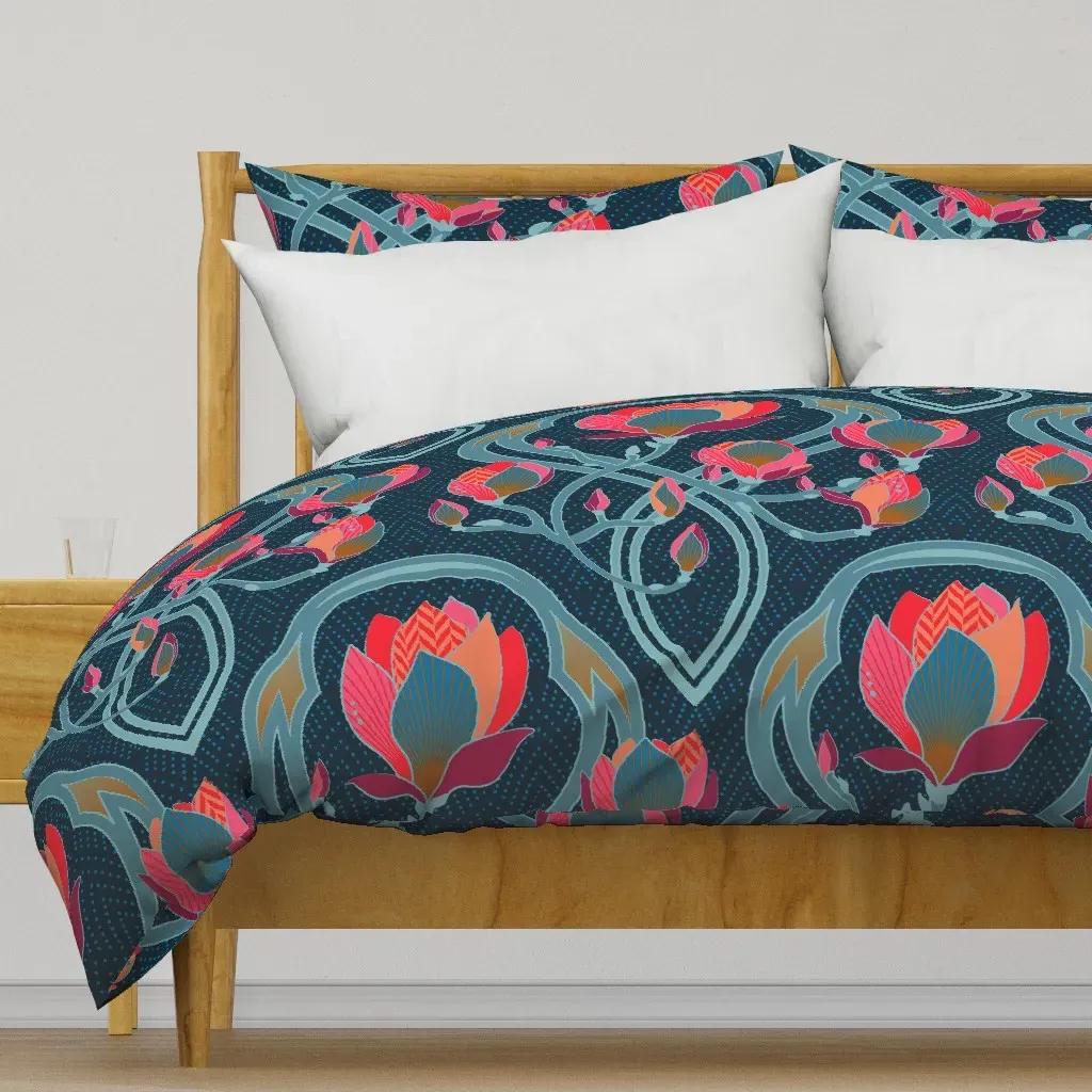Magnolia Art Nouveau Big Duvet Cover - Red-Pink product