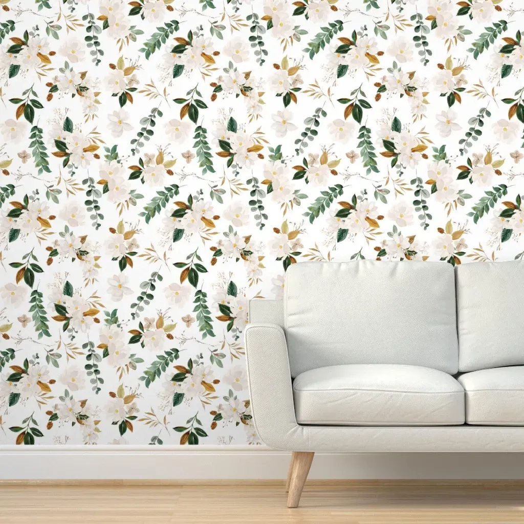 Magnolia Floral Peel and Stick Wallpaper - Gray, Green product