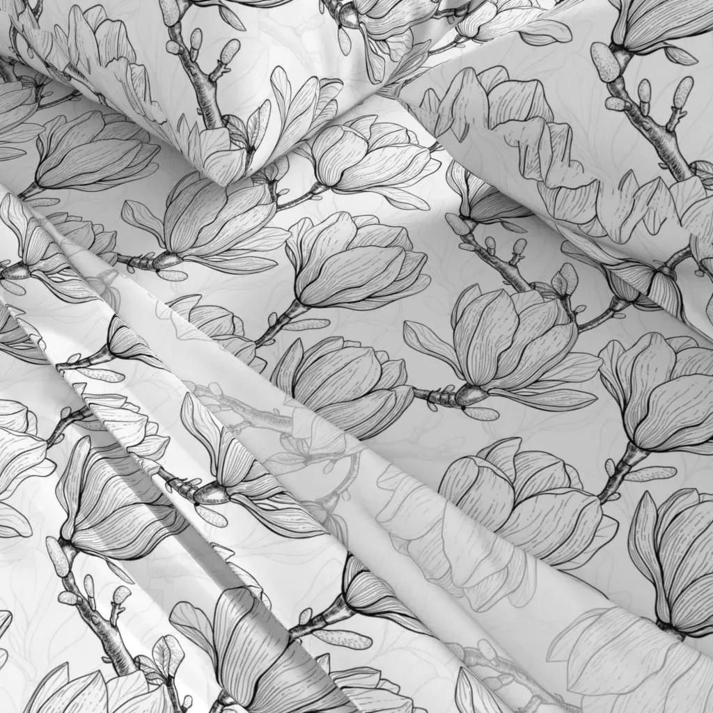Magnolia Garden King Size Sheet Set - Black, White alternate view
