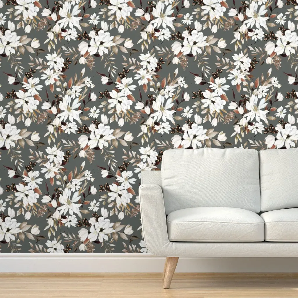 Magnolia Grove Floral Peel and Stick Wallpaper - Dove Gray product