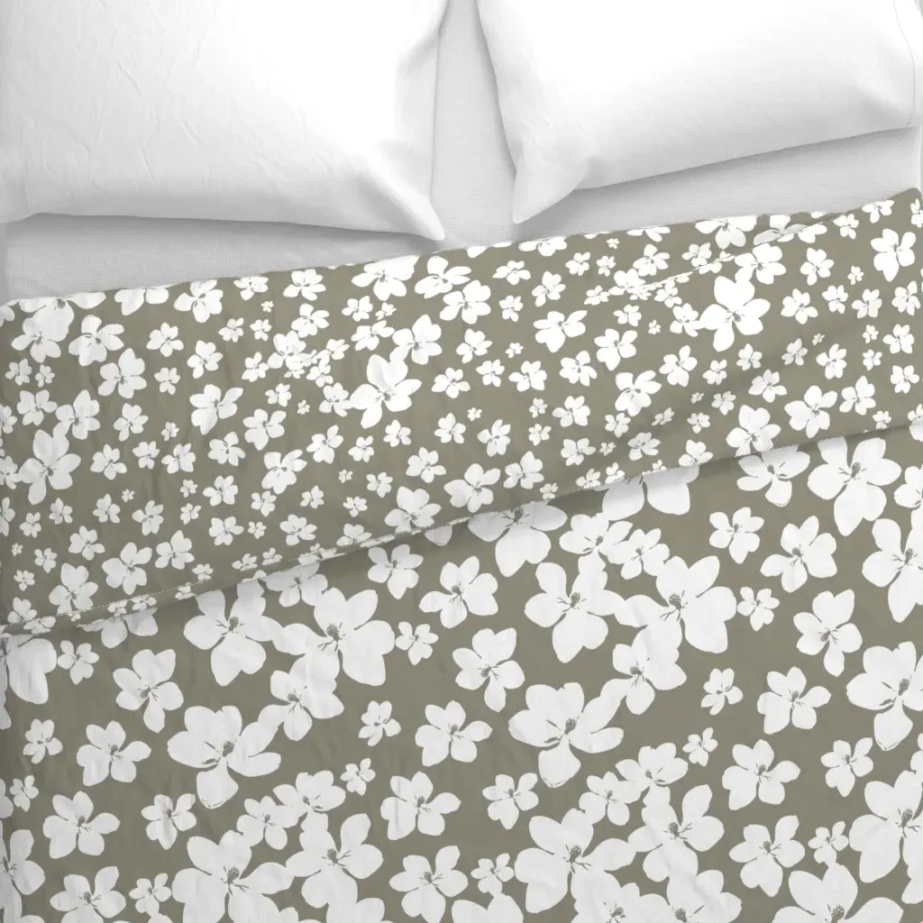 Magnolia Little Gem Sage 3 Duvet Cover - White alternate view