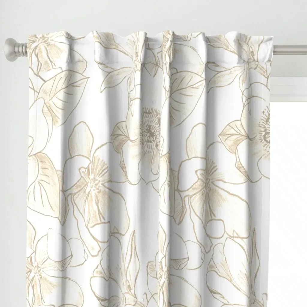 Magnolia Magic Sketched Curtain Panel - Beige alternate view