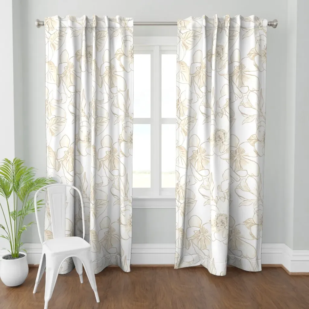 Magnolia Magic Sketched Curtain Panel - Beige product