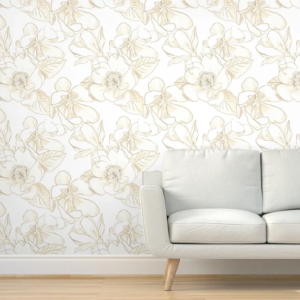 Magnolia Magic Sketched Floral Peel and Stick Wallpaper - Beige product