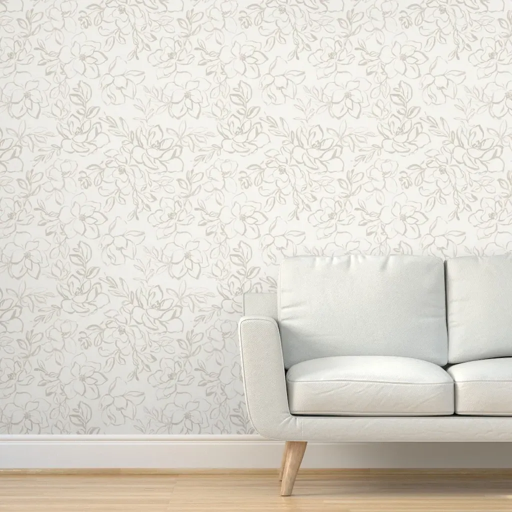 Magnolia Meadow Sketch Florals Peel and Stick Wallpaper - Beige product