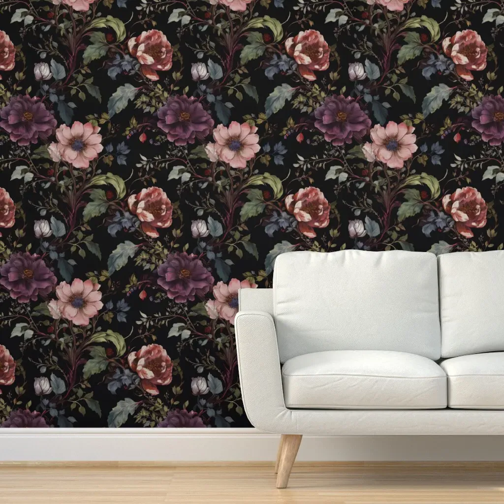 Magnolias In The Night Peel and Stick Wallpaper - Pink product