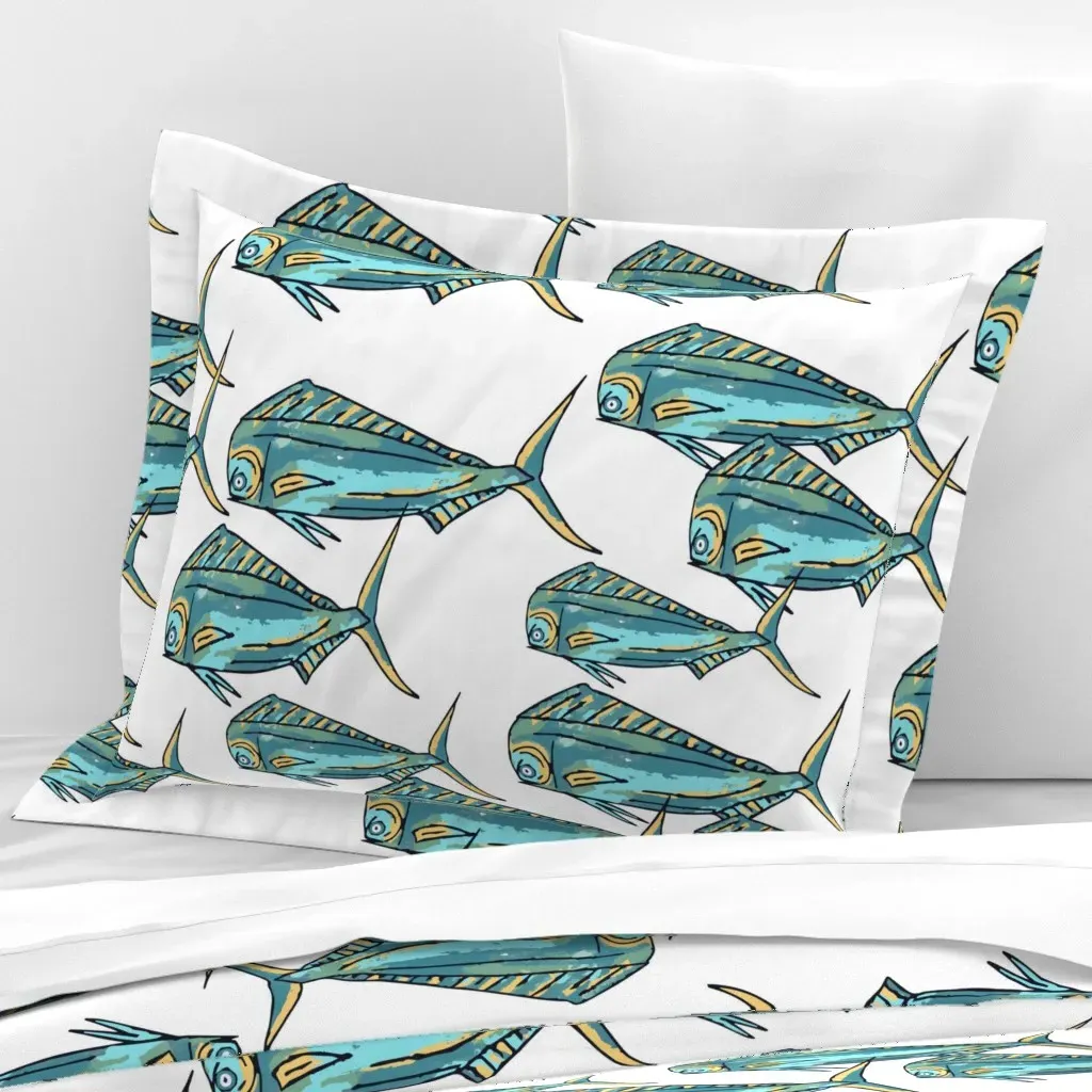 Mahi Blues Standard Flanged Pillowcase - Teal, Cotton Sateen product