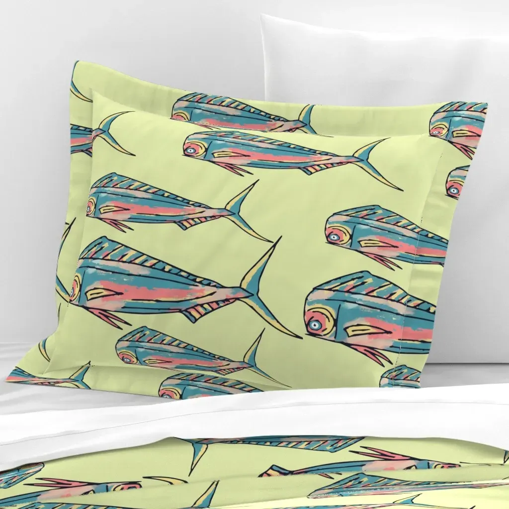 Mahi Run Wide Standard Flanged Pillowcase - Teal, Cotton Sateen product
