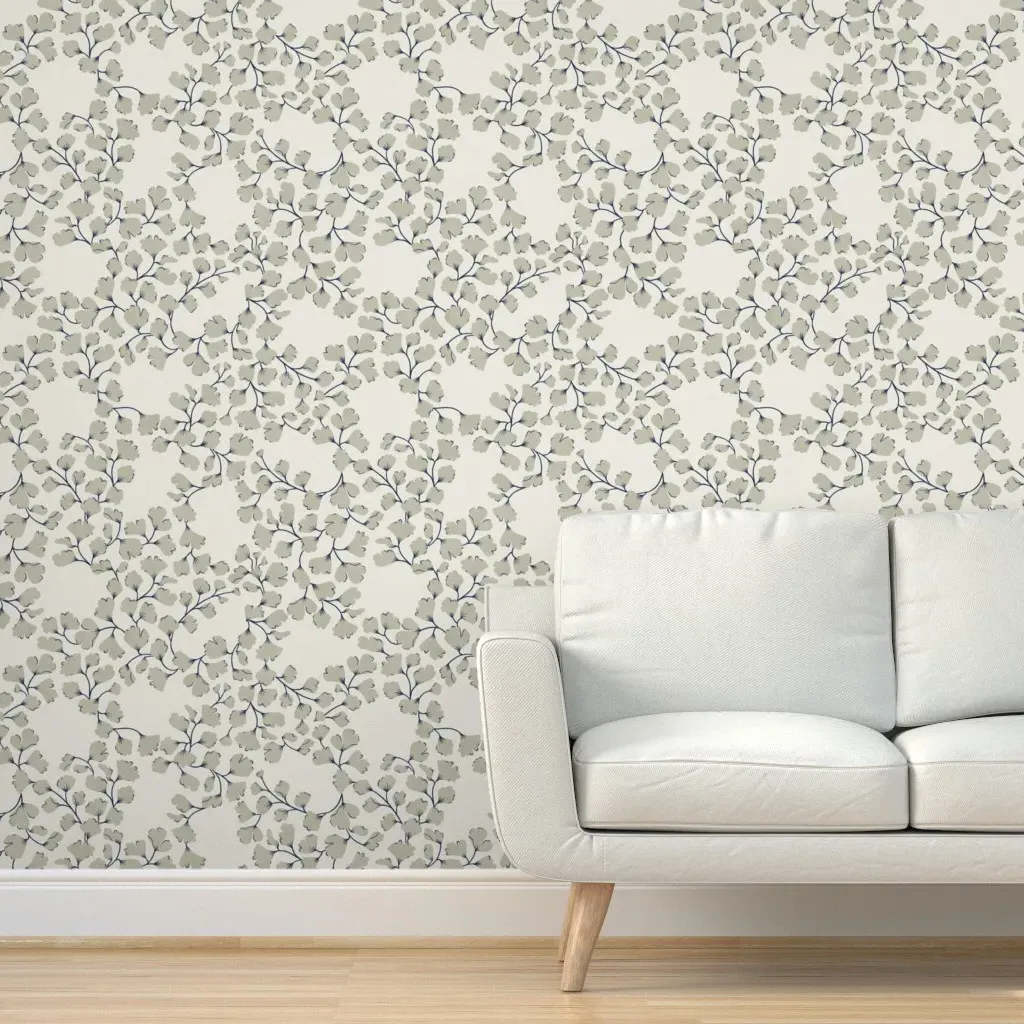 Maidenhair Fern Peel and Stick Wallpaper - Navy, Antique White product