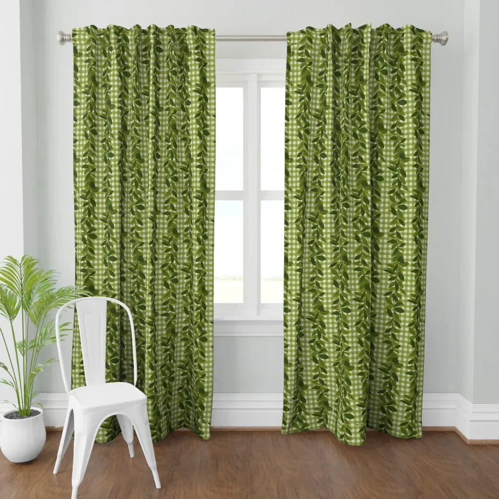 Maile Lei Palaka Curtain Panel - Olive Green product