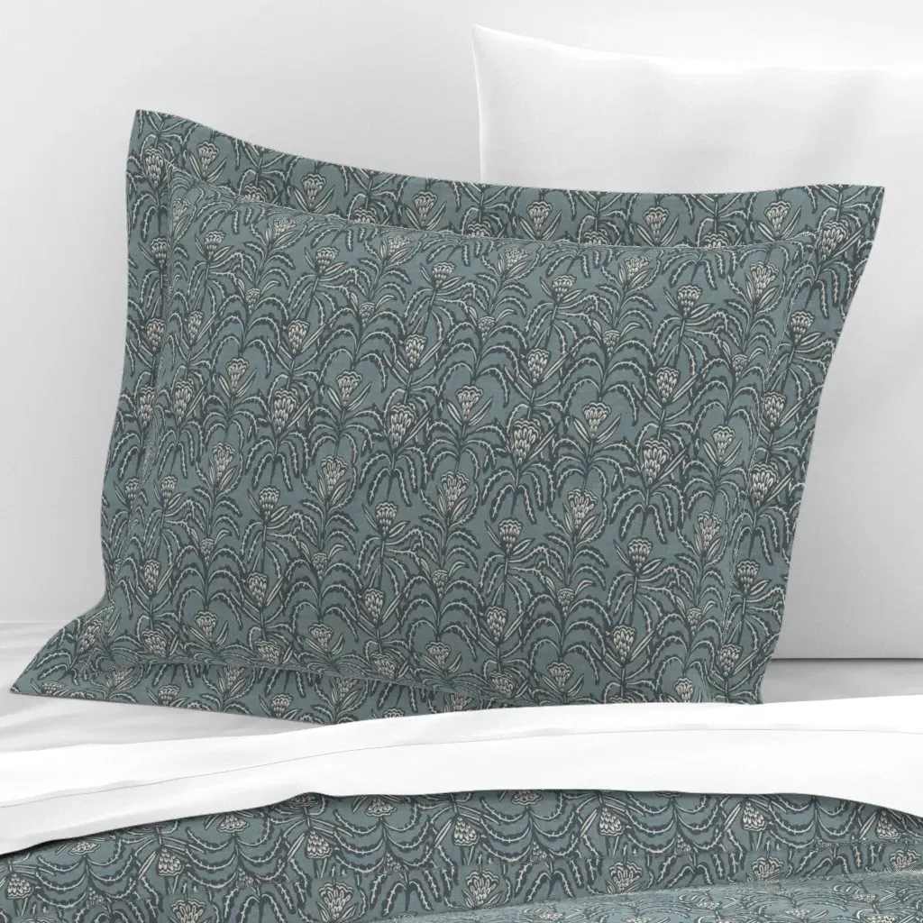 Maisey Denim Standard Flanged Cushion Cover - Dusty Blue, Cotton Sateen product