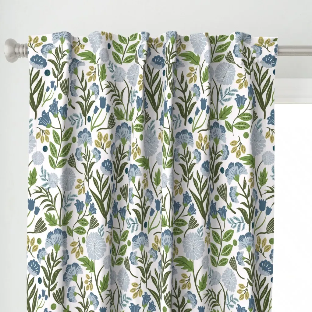 Maisie Gray Blue Block Curtain Panel - Blue alternate view